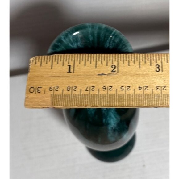 Ceramic Vase Flared Lip Vintage Green Drip Glaze Glossy Canada 7" Tall MCM - Picture 6 of 7